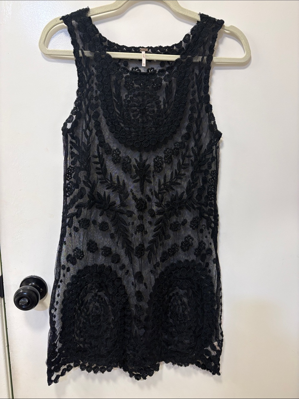 Black Embroidered Sleeveless Sheer Dress